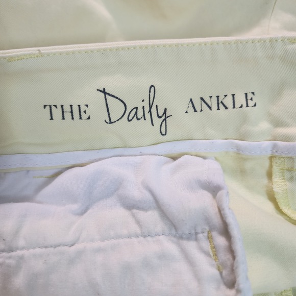 TALBOTS Size 12 The Daily Ankle Yellow Twill Cotton Blend Flat Front Preppy Pant - Picture 5 of 7